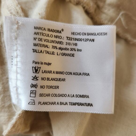 ISADORA Wide-Leg Pants – Linen Blend – Size Large - Plaid Preppy Beach - Picture 5 of 5